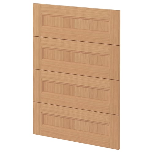 Wooden cabinet door, light brown, rectangular, horizontal panels.