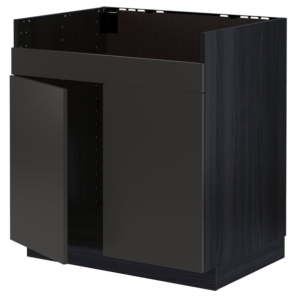 Black METOD kitchen cabinet, modern, square.