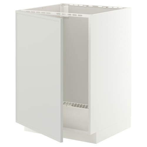 METOD Base cabinet for sink, white/Aspudden light grey, 60x60 cm