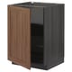 Modern open cabinet from IKEAs METOD line. Dark wood veneer door, grey frame. Adjustable shelves, sturdy design.