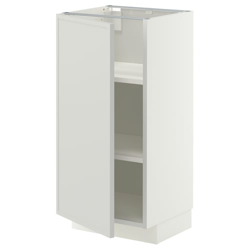 METOD Base cabinet with shelves, white/Aspudden light grey, 40x37 cm