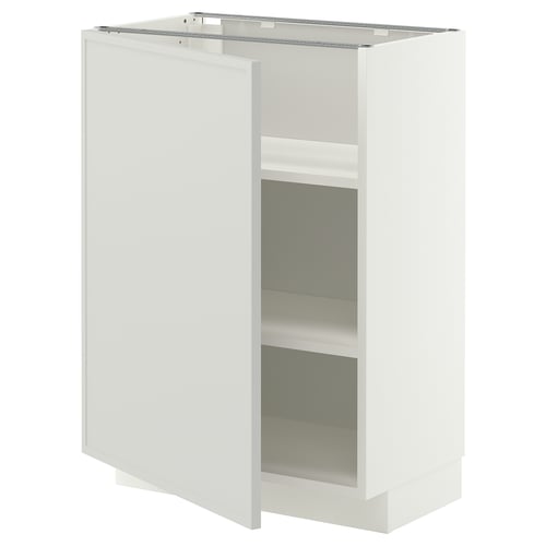 METOD Base cabinet with shelves, white/Aspudden light grey, 60x37 cm