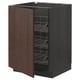 Dark brown METOD kitchen cabinet with pull-out wire baskets, oak veneer, stainless steel hinges.
