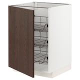 METOD Base cabinet with wire baskets, white/Sinarp brown, 60x60 cm