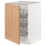 METOD Base cabinet with wire baskets, white/Vedhamn oak, 60x60 cm