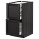 Black ash cabinet, 3 drawers: top & bottom partially open, middle fully open with organiser.