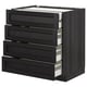 METOD kitchen unit, jet-black lerhyttan drawers, modern design, ash finish.