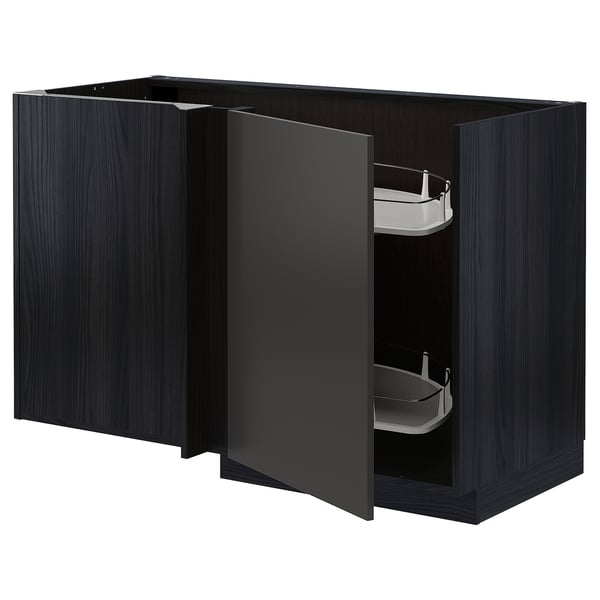 Black METOD kitchen cabinet with pullout shelves.
