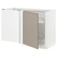 METOD kitchen cabinet in white with beige door, corner pull-out shelves.