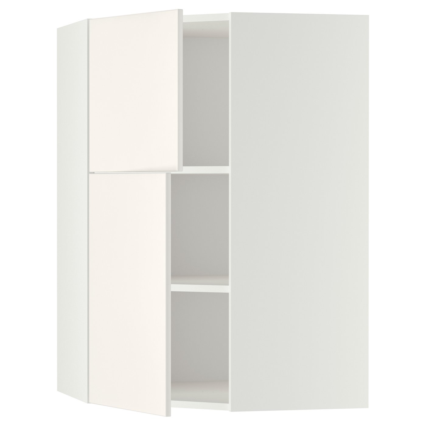 METOD corner wall cab w shelves/2 doors, white/Veddinge white, 68x100