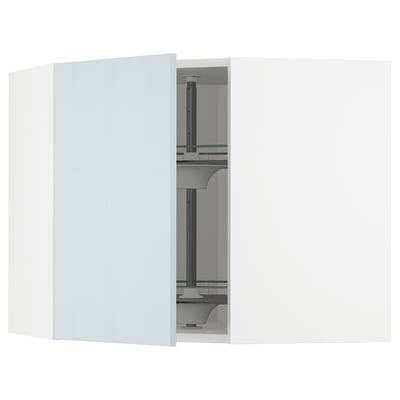 Ikea METOD kitchen unit in gray-blue, open display.