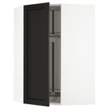 METOD Corner wall cabinet with carousel, white/Lerhyttan black stained, 68x100 cm