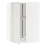 METOD Corner wall cabinet with carousel, white/Ringhult light grey, 68x100 cm