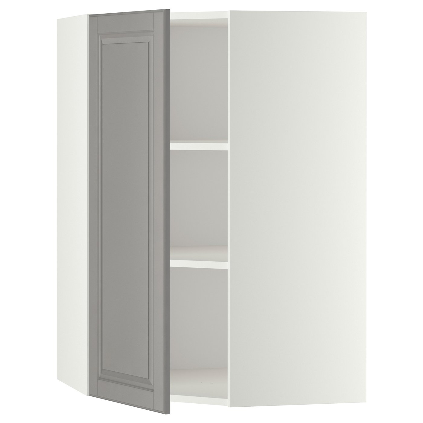 METOD corner wall with shelves, white/Bodbyn grey, 68x100 cm IKEA