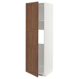 METOD High cab f fridge or freezer w door, white Enköping/brown walnut effect, 60x60x200 cm