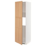 METOD High cab f fridge or freezer w door, white/Vedhamn oak, 60x60x200 cm