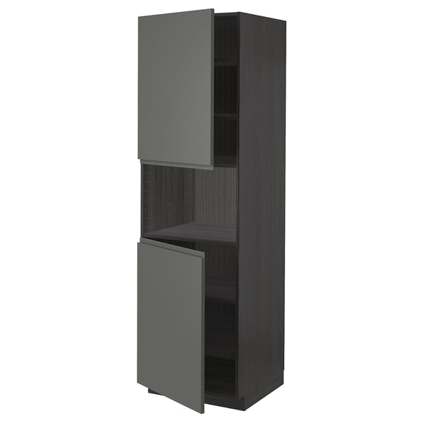 Dark grey ikea METOD kitchen cabinet with adjustable shelf.