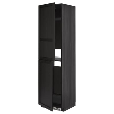 Modern black wooden kitchen cabinet with adjustable shelves.