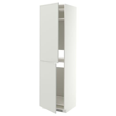 METOD High cabinet for fridge/freezer, white/Aspudden light grey, 60x60x220 cm