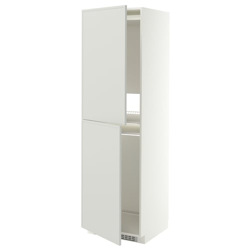 METOD High cabinet for fridge/freezer, white/Aspudden light grey, 60x60x200 cm