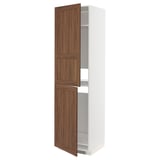 METOD High cabinet for fridge/freezer, white Enköping/brown walnut effect, 60x60x220 cm