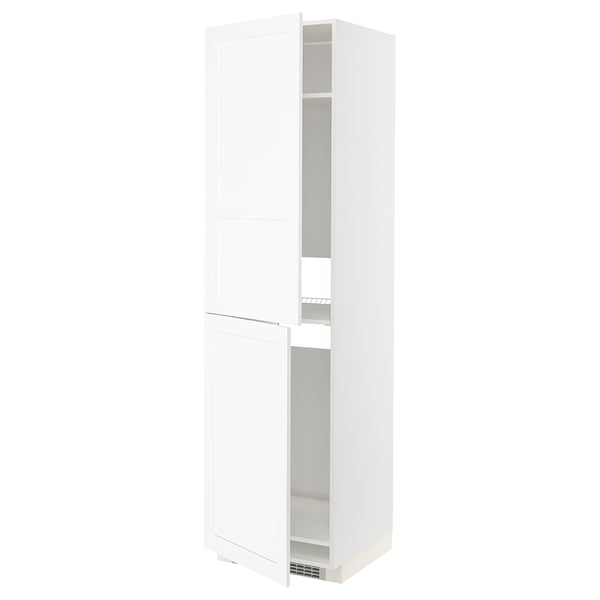 METOD High cabinet for fridge/freezer, white Enköping/white wood effect, 60x60x220 cm