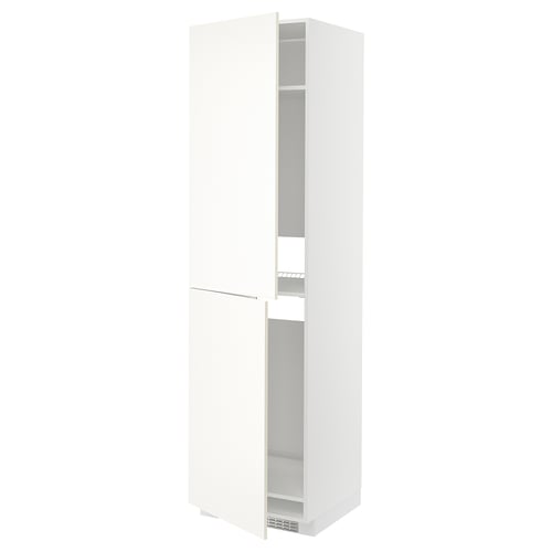 White tall kitchen cabinet, METOD system, clean design, adjustable shelves.