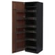 Open dark grey wooden cabinet with multiple shelves
