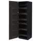Black METOD kitchen cabinet, modern, pull-out drawers, dark wood panels, square shape.