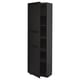 Black ikea METOD cabinet with 2 beveled doors and adjustable shelves.