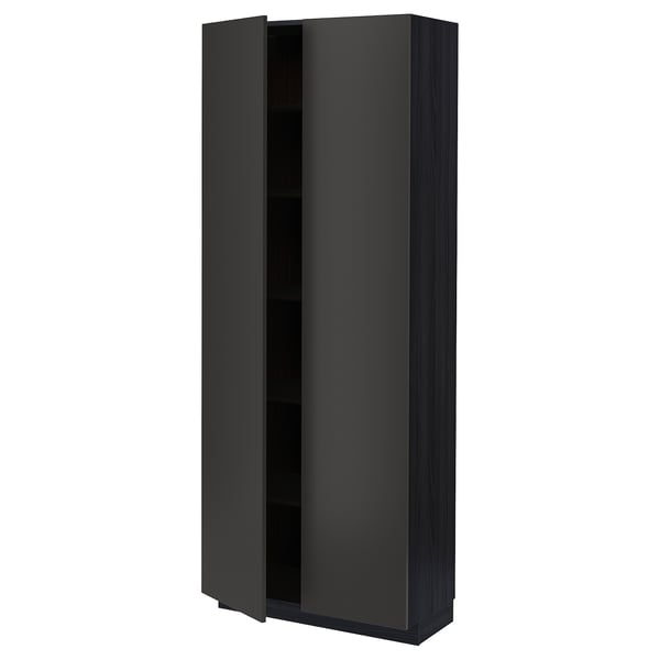 Black METOD cabinet with sleek, modern design and adjustable shelves.