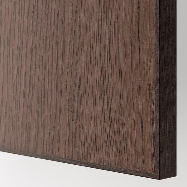 Dark wood finished METOD kitchen cabinet, showcasing smooth, polished surface and fine grain details.
