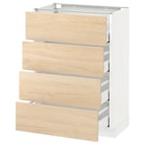 METOD / MAXIMERA Base cab 4 frnts/4 drawers, white/Askersund light ash effect, 60x37 cm