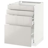 METOD / MAXIMERA Base cab 4 frnts/4 drawers, white/Ringhult light grey, 60x60 cm