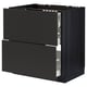 Modern black kitchen cabinet with two large drawers, sleek design, sturdy particleboard construction, soft-close drawers.