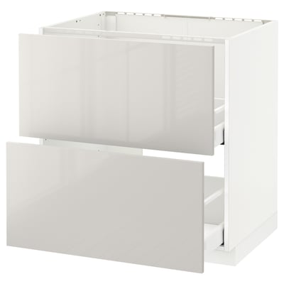 METOD / MAXIMERA Base cab f sink+2 fronts/2 drawers, white/Ringhult light grey, 80x60 cm
