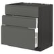 Modern dark grey drawer unit for kitchen, 3 wide drawers, matt finish.