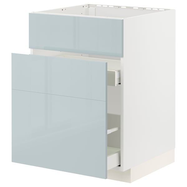 Ikea METOD grey-blue kitchen unit with soft-close drawers.