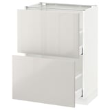 METOD / MAXIMERA Base cabinet with 2 drawers, white/Ringhult light grey, 60x37 cm
