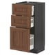 METOD kitchen unit with walnut-brown drawers and dark frame, three open drawers.
