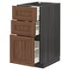 METOD kitchen unit with 3 walnut drawers, dark grey base, wooden finish.