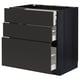 Modern black METOD kitchen cabinet with sleek matt drawer fronts and smooth self-closing drawers.