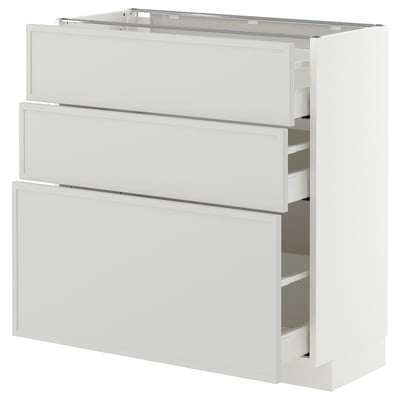 METOD / MAXIMERA Base cabinet with 3 drawers, white/Aspudden light grey, 80x37 cm