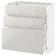 METOD / MAXIMERA Base cabinet with 3 drawers, white/Ringhult light grey, 80x37 cm