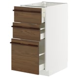 METOD / MAXIMERA Base cabinet with 3 drawers, white/Stensta dark brown ash veneer, 40x60 cm