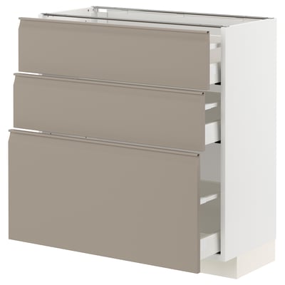 METOD kitchen unit, grey-beige, rectangular, three drawers, modern design.