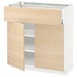 METOD / MAXIMERA Base cabinet with drawer/2 doors, white/Askersund light ash effect, 80x37 cm