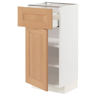 METOD / MAXIMERA Base cabinet with drawer/door, white/Vedhamn oak, 40x37 cm