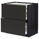 METOD kitchen unit in modern black; three drawers, sleek design, sturdy construction.