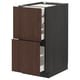 Dark brown drawer unit: METOD kitchen system - wood grain, rectangular, four drawers, two open.